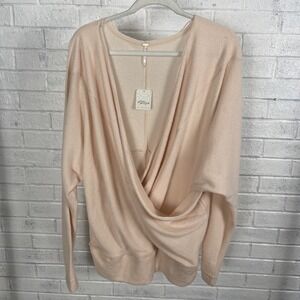 Free People Cozy With You Sweater Womens Size M Champagne Toast Quiet Luxury